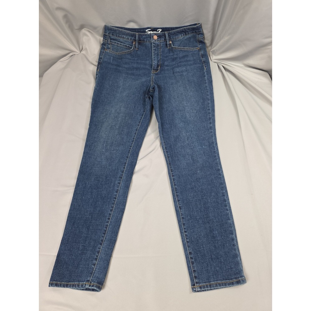 7 Seven for All Mankind High Rise Skinny Jeans Size 12 Stretch 32x28 Womens Dark